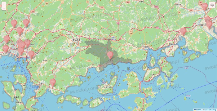 広島県のTHREEPPY・CouCouの店舗地図