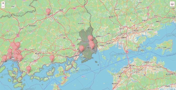 広島県のTHREEPPY・CouCouの店舗地図