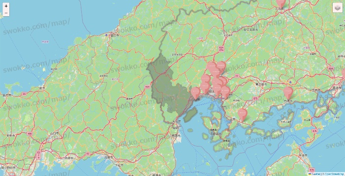 広島県のTHREEPPY・CouCouの店舗地図