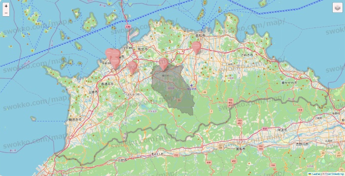 香川県のTHREEPPY・CouCouの店舗地図