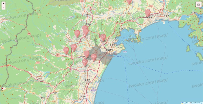 宮城県のTHREEPPY・CouCouの店舗地図