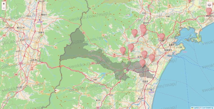 宮城県のTHREEPPY・CouCouの店舗地図