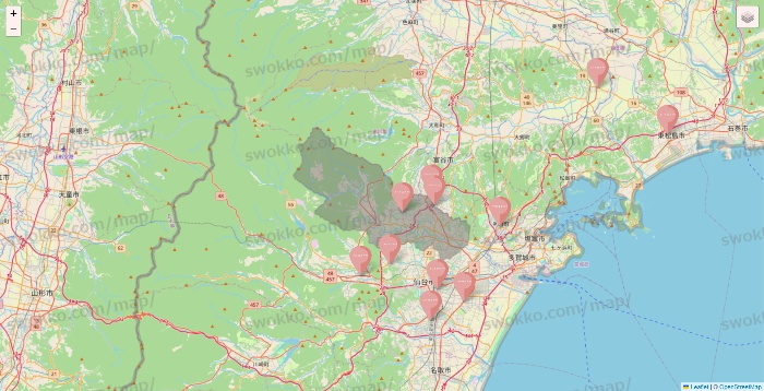 宮城県のTHREEPPY・CouCouの店舗地図