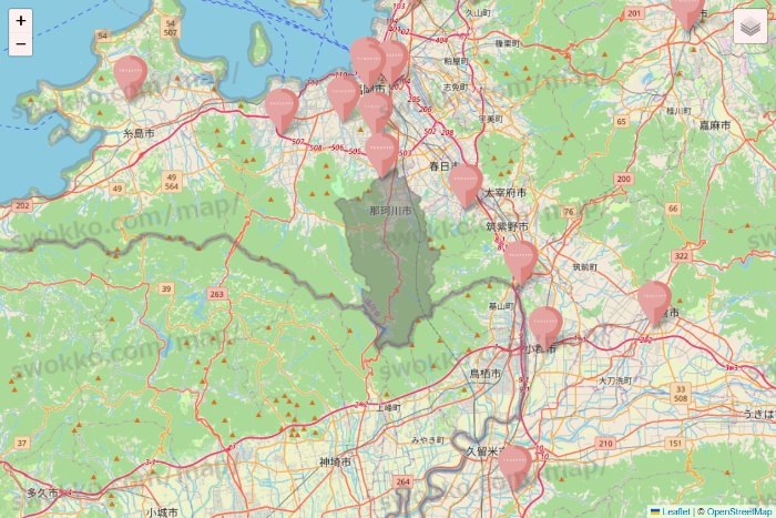 福岡県のTHREEPPY・CouCouの店舗地図