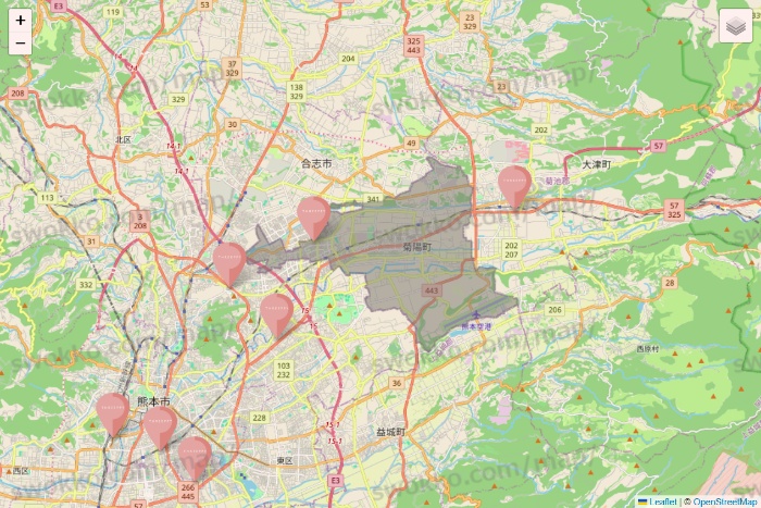 熊本県のTHREEPPY・CouCouの店舗地図