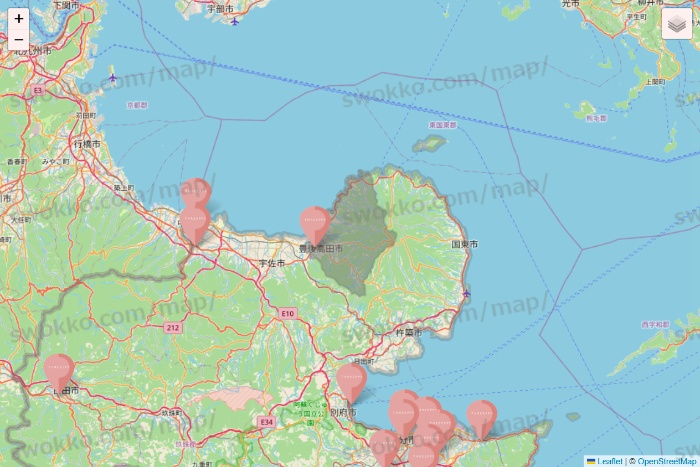 大分県のTHREEPPY・CouCouの店舗地図