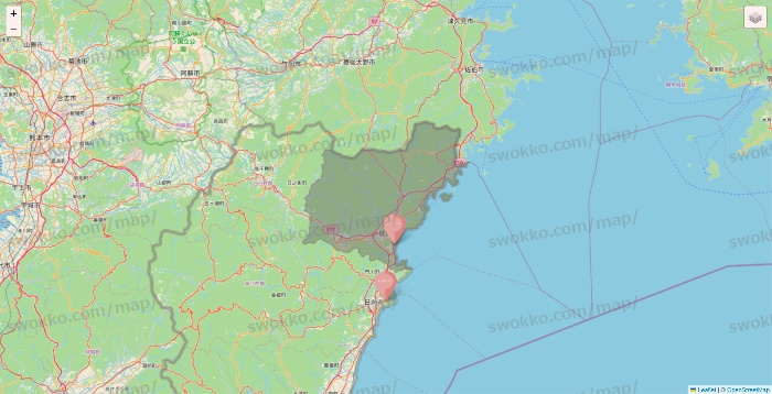 宮崎県のTHREEPPY・CouCouの店舗地図