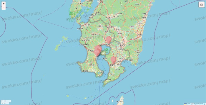 鹿児島県のTHREEPPY・CouCouの店舗地図