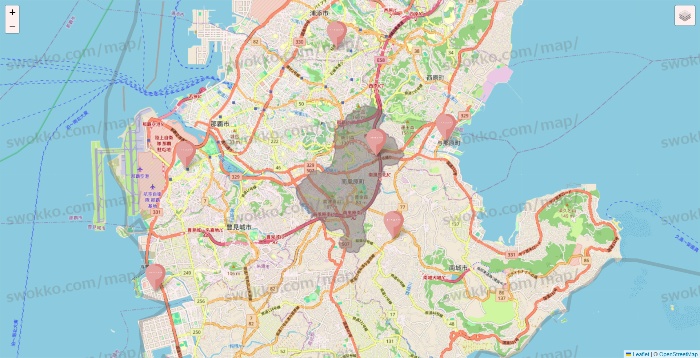 沖縄県のTHREEPPY・CouCouの店舗地図