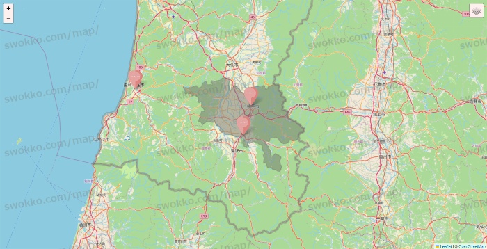 秋田県のTHREEPPY・CouCouの店舗地図