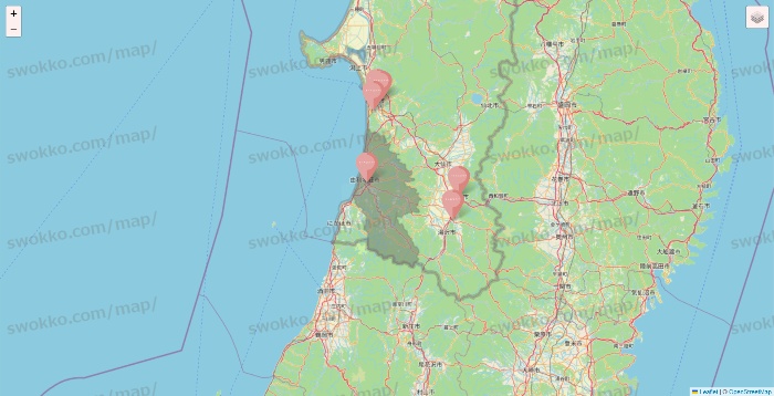 秋田県のTHREEPPY・CouCouの店舗地図
