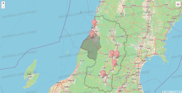 山形県のTHREEPPY・CouCouの店舗地図