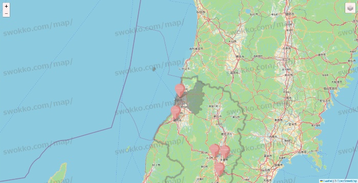 山形県のTHREEPPY・CouCouの店舗地図