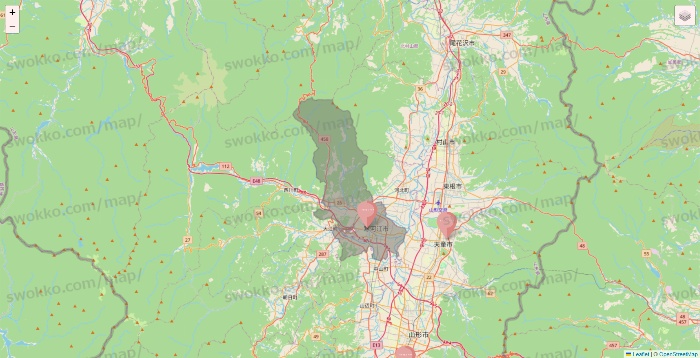山形県のTHREEPPY・CouCouの店舗地図