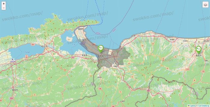 鳥取県のTOKUTOKUYAの店舗地図