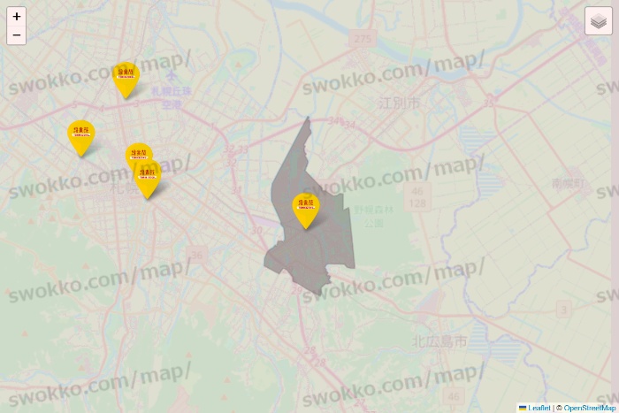 北海道の鳥貴族の店舗地図