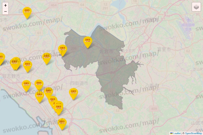 千葉県の鳥貴族の店舗地図