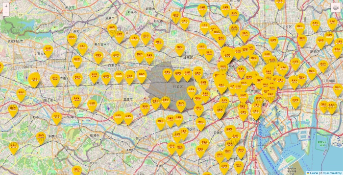 東京都の鳥貴族の店舗地図