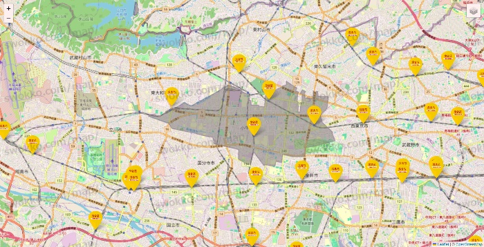 東京都の鳥貴族の店舗地図