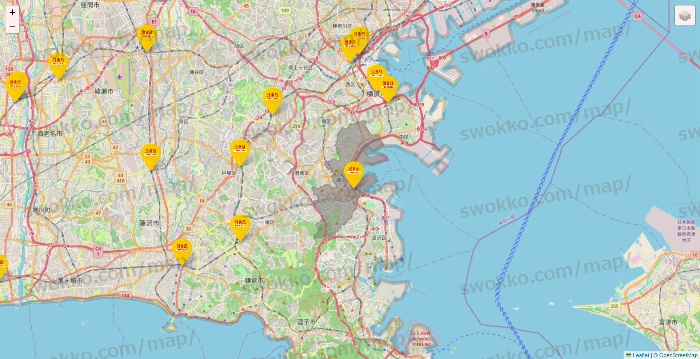 神奈川県の鳥貴族の店舗地図