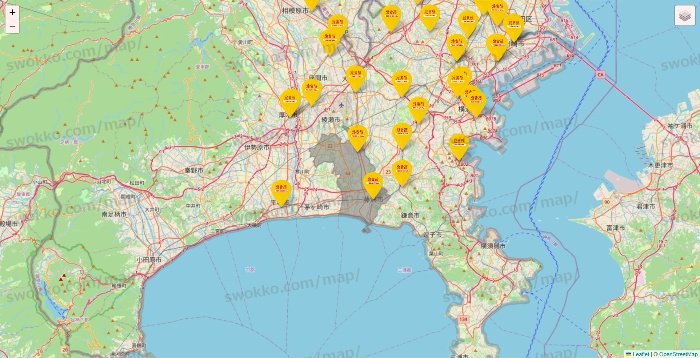 神奈川県の鳥貴族の店舗地図