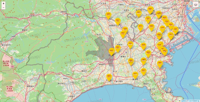 神奈川県の鳥貴族の店舗地図