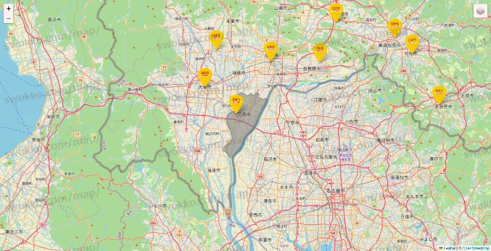 岐阜県の鳥貴族の店舗地図