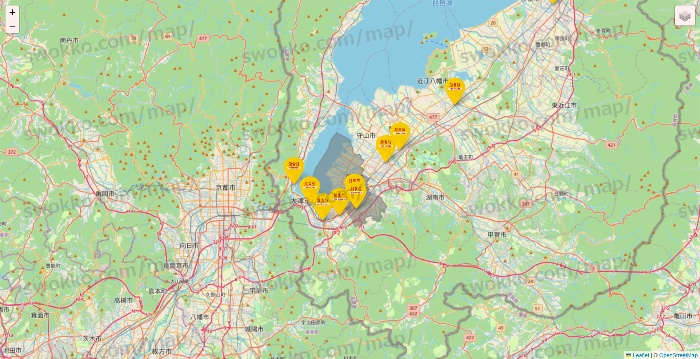 滋賀県の鳥貴族の店舗地図