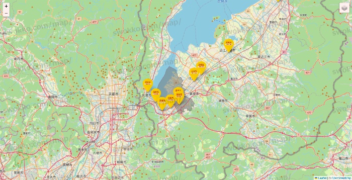 滋賀県の鳥貴族の店舗地図