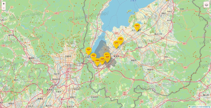 滋賀県の鳥貴族の店舗地図