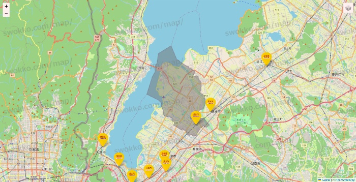 滋賀県の鳥貴族の店舗地図