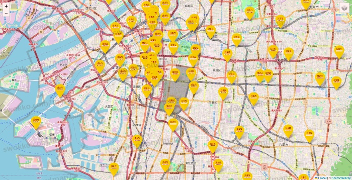 大阪府の鳥貴族の店舗地図