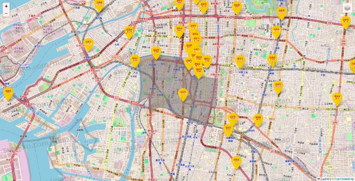 大阪府の鳥貴族の店舗地図