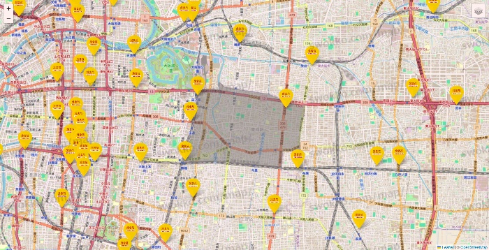 大阪府の鳥貴族の店舗地図