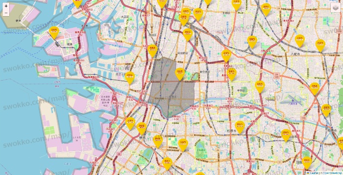 大阪府の鳥貴族の店舗地図