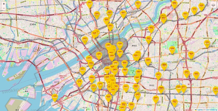 大阪府の鳥貴族の店舗地図