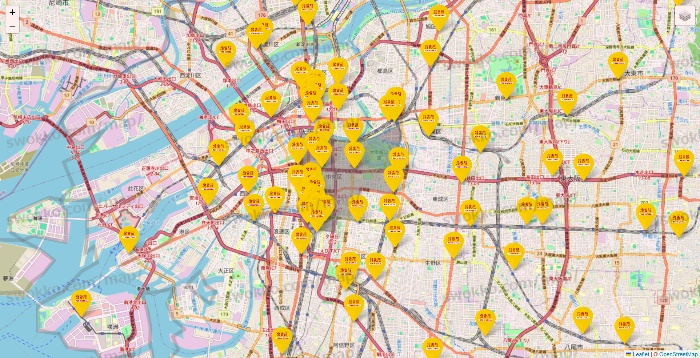 大阪府の鳥貴族の店舗地図