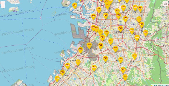 大阪府の鳥貴族の店舗地図