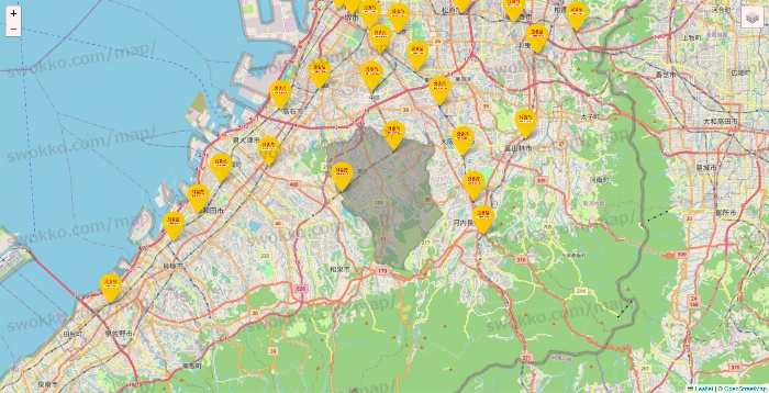 大阪府の鳥貴族の店舗地図