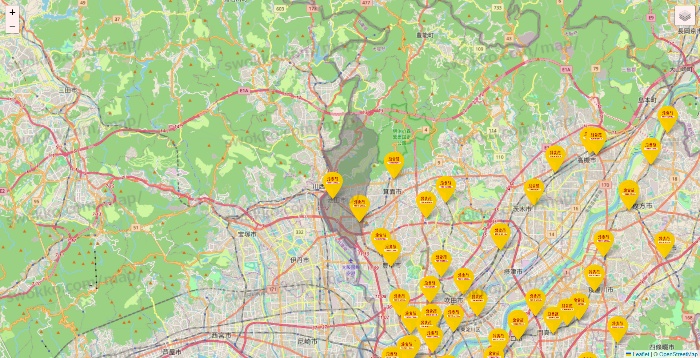 大阪府の鳥貴族の店舗地図