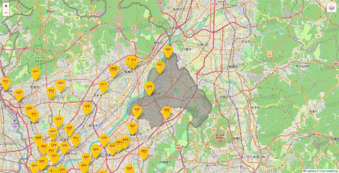 大阪府の鳥貴族の店舗地図