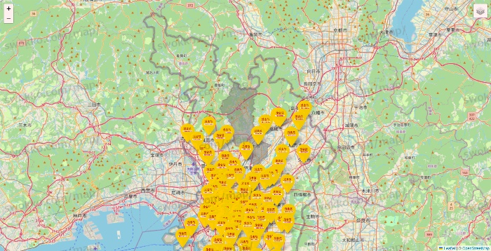 大阪府の鳥貴族の店舗地図