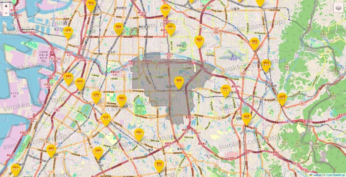 大阪府の鳥貴族の店舗地図