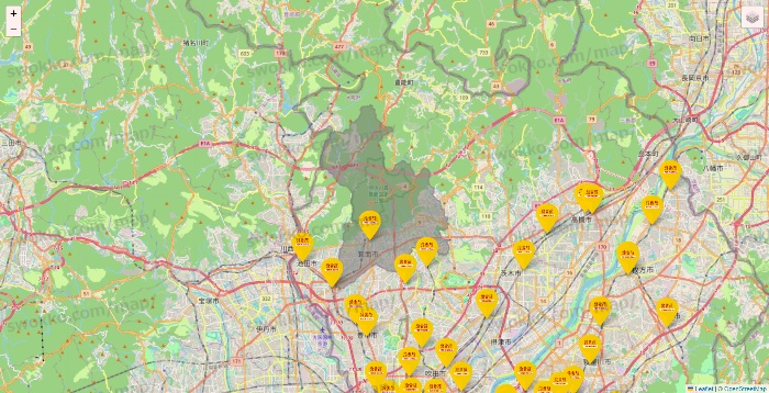 大阪府の鳥貴族の店舗地図