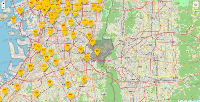 大阪府の鳥貴族の店舗地図
