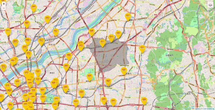 大阪府の鳥貴族の店舗地図