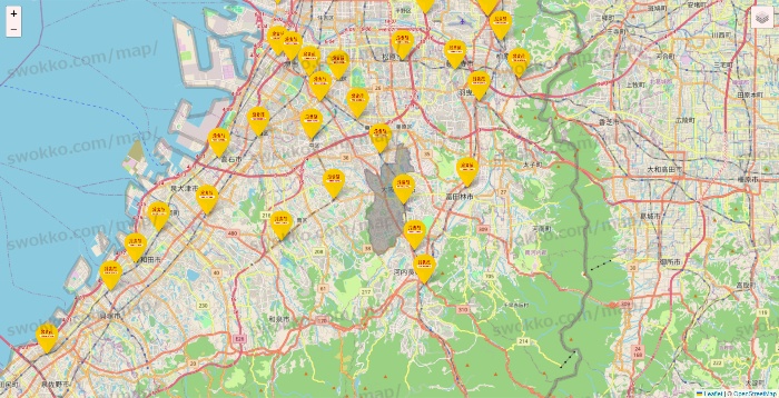 大阪府の鳥貴族の店舗地図