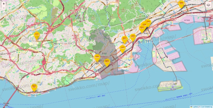 兵庫県の鳥貴族の店舗地図