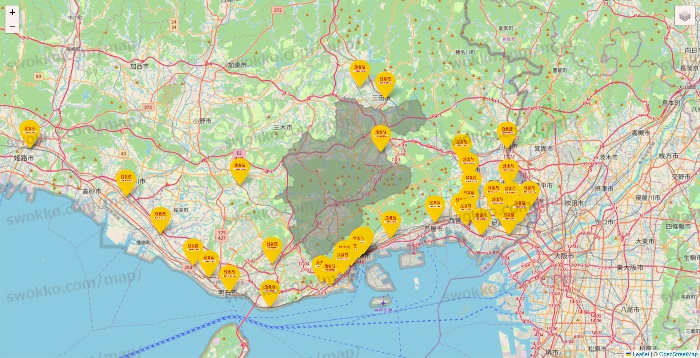 兵庫県の鳥貴族の店舗地図