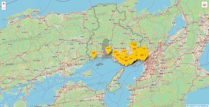 兵庫県の鳥貴族の店舗地図